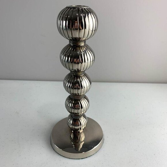 IHI Solid Brass Silver Toned Candlestick - Picture 4 of 6
